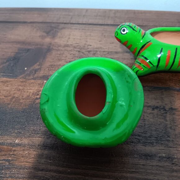 Vintage Turtle Trinket Box Terracotta Clay Mexico Hand Painted - Picture 5 of 8